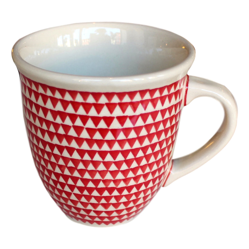 Triangles Red - Big Cup  Polish Ceramics - PasParTou