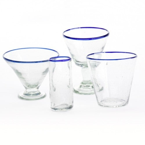 Wine Glass - Blue Rim - Set of 4  Glassware - PasParTou