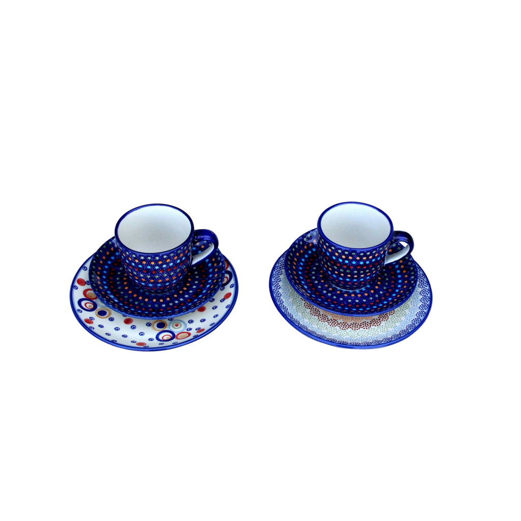 Multi Dots - Cappuccino Cup & Saucer - Set of 2  Polish Ceramics - PasParTou