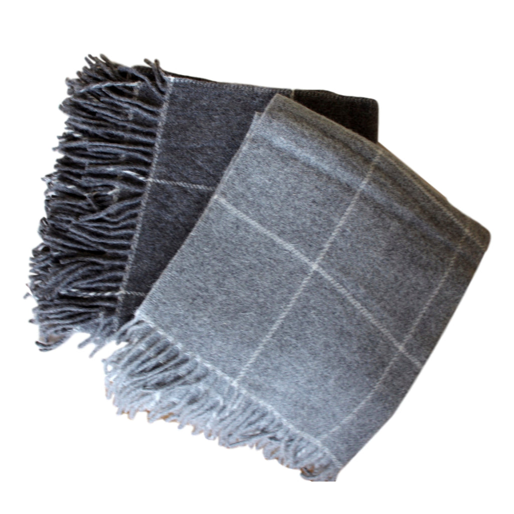 Throw - Cream Windowpane - Organic Alpaca/Wool  Throws - PasParTou