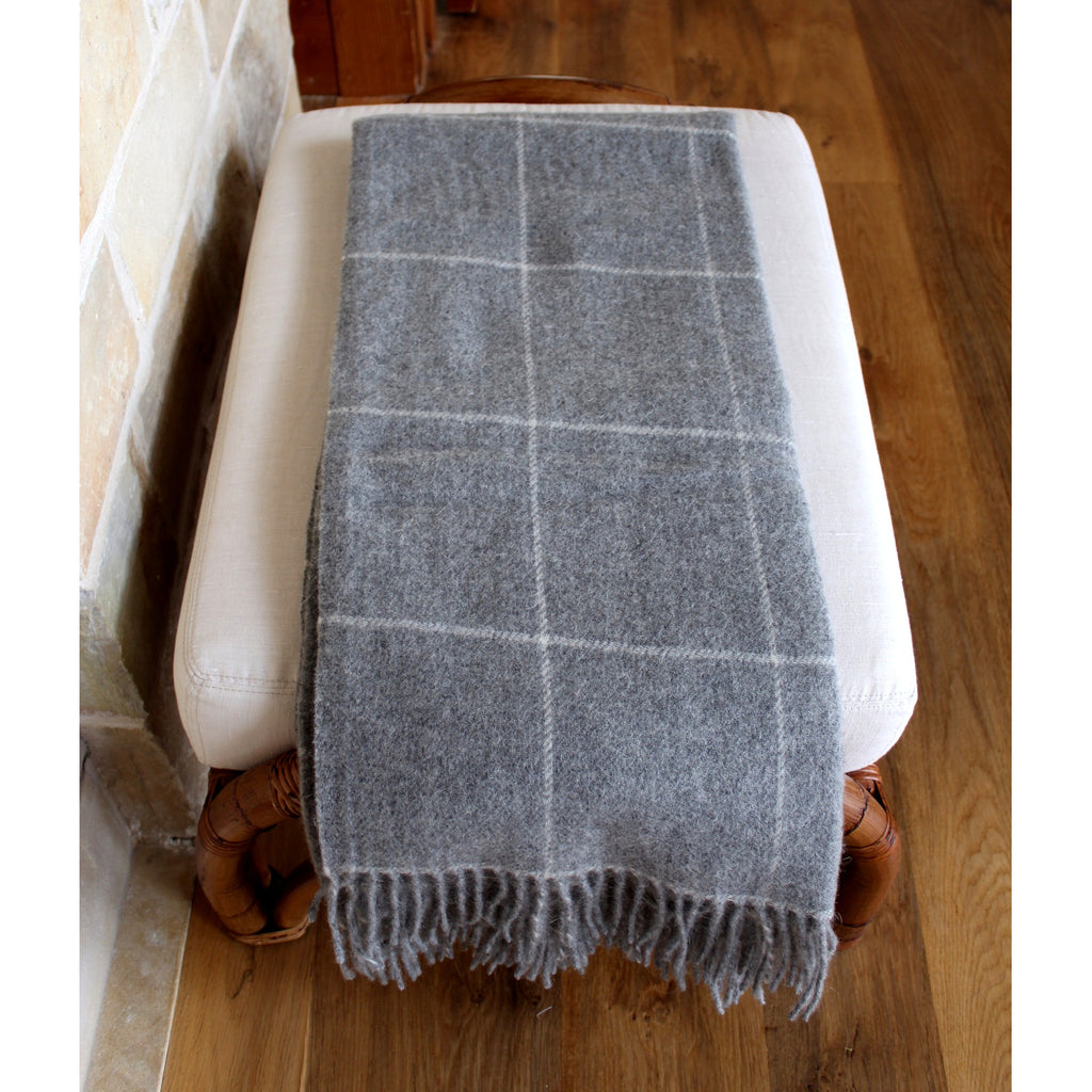 Throw - Cream Windowpane - Organic Alpaca/Wool  Throws - PasParTou