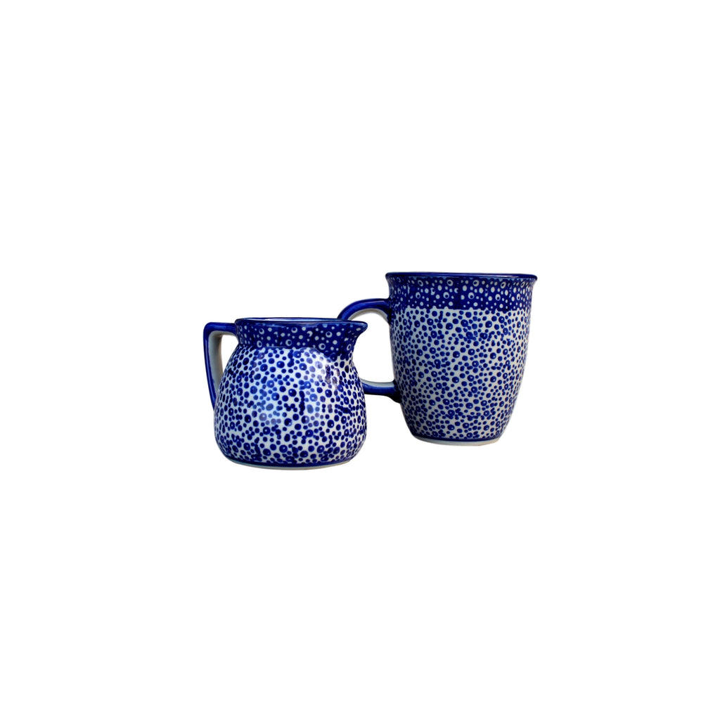 Blue Spatter - Mini Creamer  Polish Ceramics - PasParTou