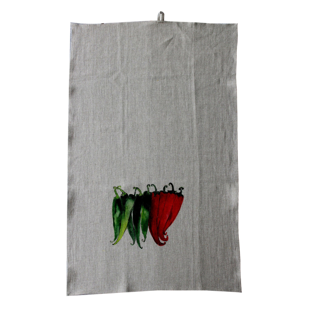 Teatowel Natural Soft Washed Linen with Pepper Print  Teatowel - PasParTou