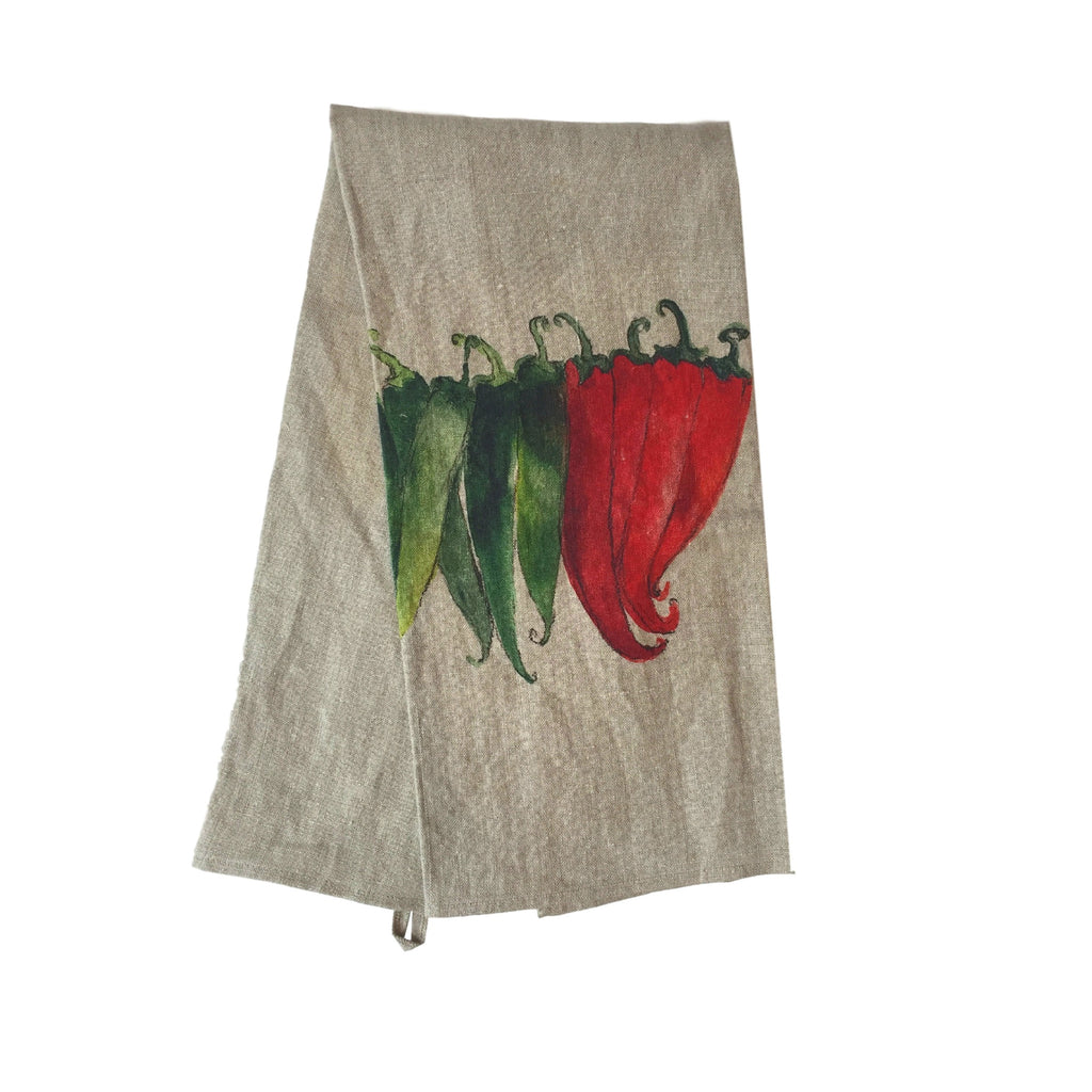 Teatowel Natural Soft Washed Linen with Pepper Print  Teatowel - PasParTou