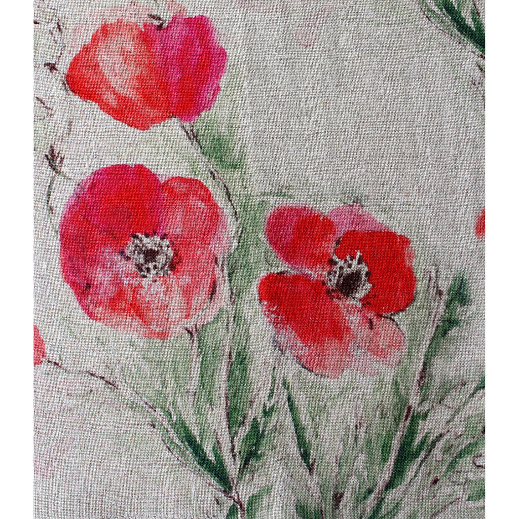 Teatowel Natural Soft Washed Linen with Poppy Print  Teatowel - PasParTou