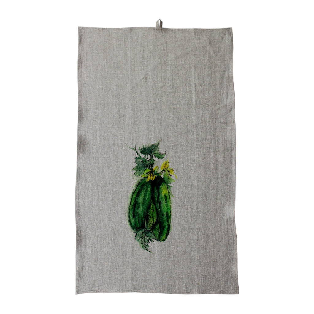 Teatowel Natural Soft Washed Linen with Squash Print  Teatowel - PasParTou