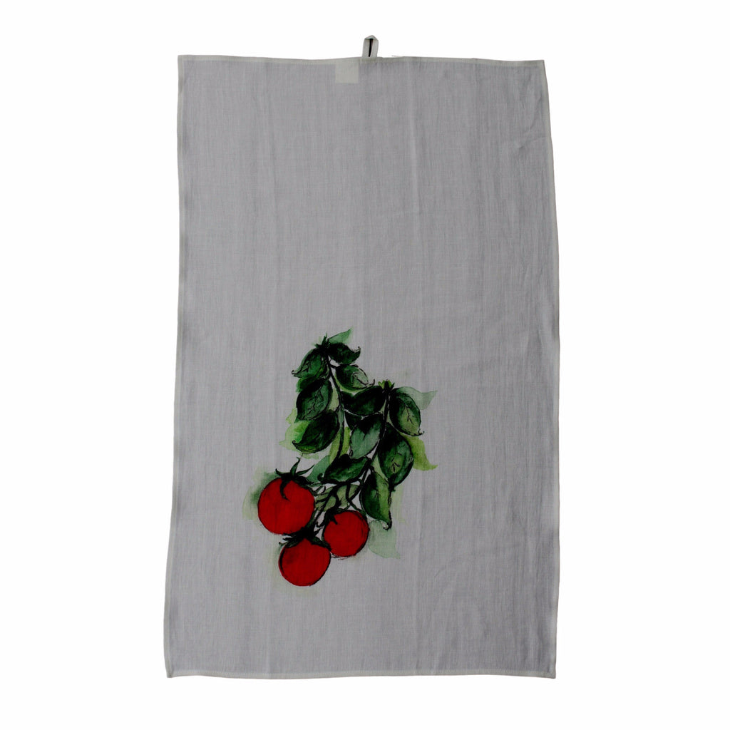 Teatowel Natural Soft Washed Linen with Tomato Print  Teatowel - PasParTou