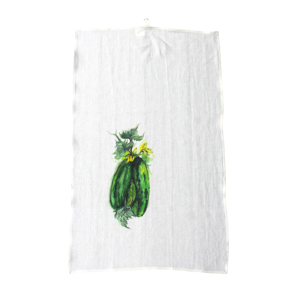 Teatowel Off White Soft Washed Linen with Squash Print  Teatowel - PasParTou