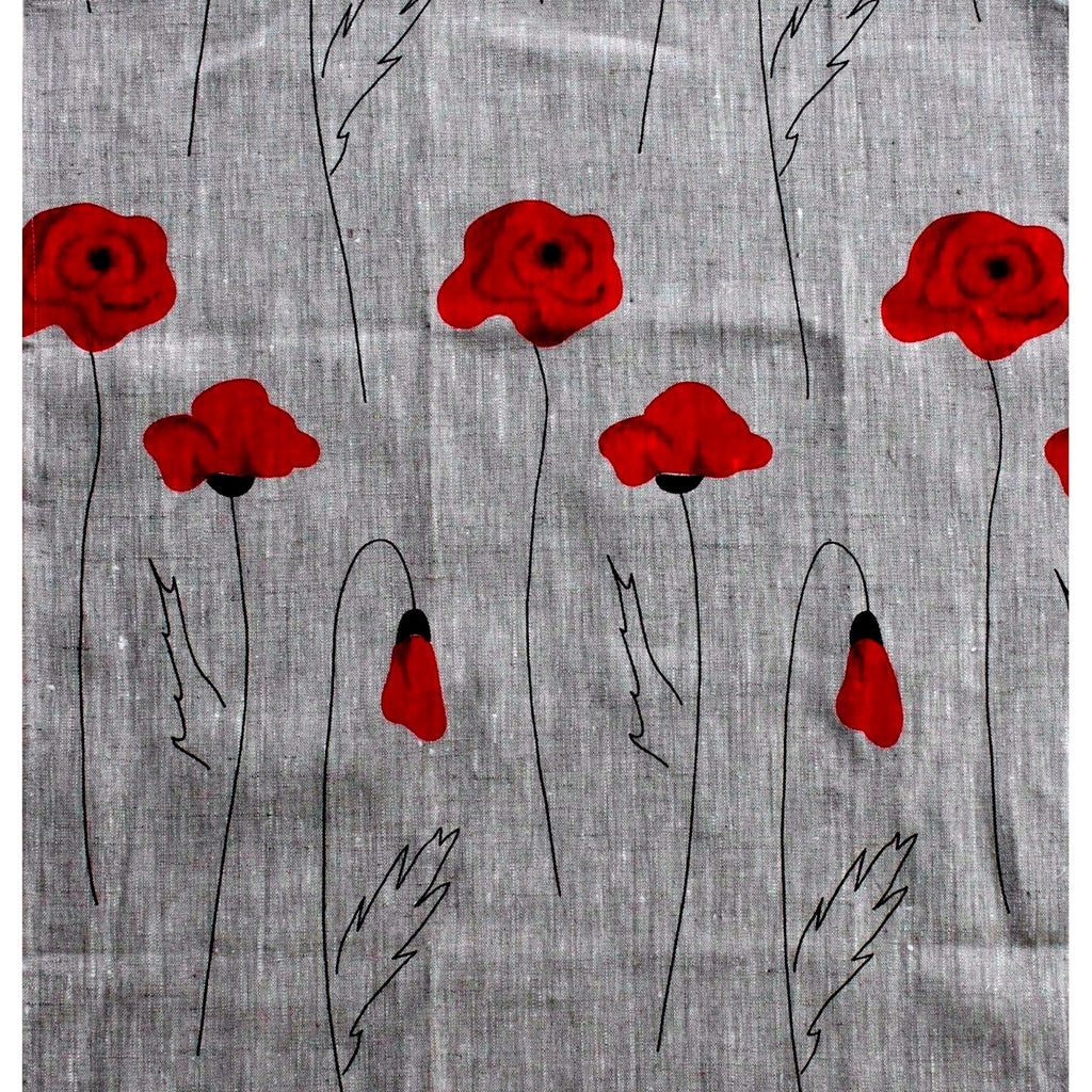 Teatowel Natural Linen with Poppies  Teatowel - PasParTou