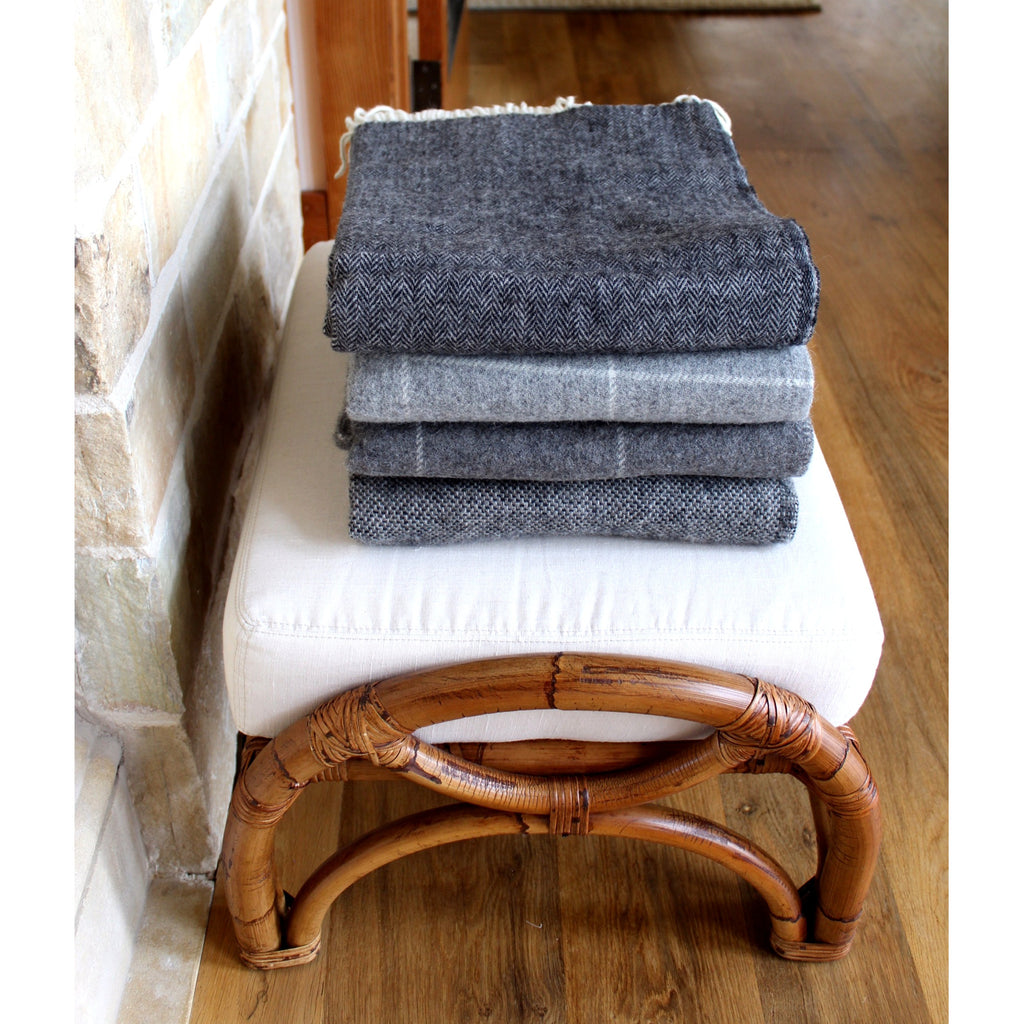 Throw - Grey Herringbone - Merino/Mohair  Throws - PasParTou