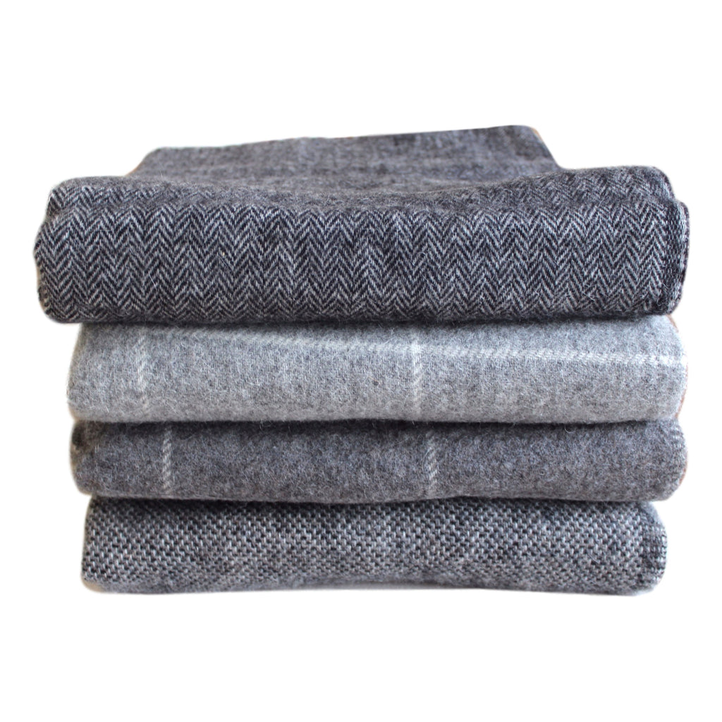 Throw - Grey Herringbone - Merino/Mohair  Throws - PasParTou