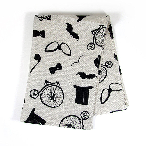 Teatowel Natural Linen/Cotton with Hipster Pattern  Teatowel - PasParTou